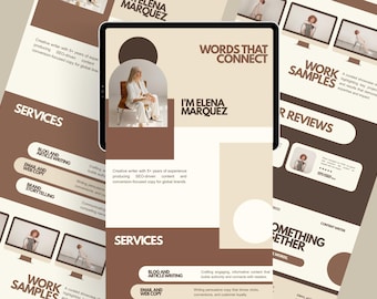 Brown Portfolio Website Template Canva Landing Page Design Cozy Beige Landing Page for Content Writer Real Estate Marketing Manager UGC
