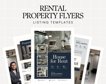 Rental Real Estate Flyer Template Canva Templates Bundle Luxury Property Listing Presentation for Rent Modern Realtor Marketing Template RE1