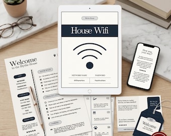 Airbnb Host Bundle Canva Template WiFi Password Sign Welcome Sign House Rules Poster Review Request Card Printable Host Kit RE1