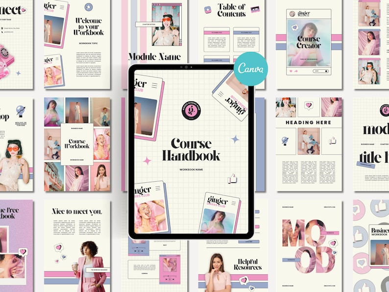 Modern Ebook Template Canva Workbook & Coaching Worksheet Cute Magazine Style Business Brochure Lead Magnet Editable Design