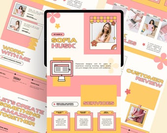 Designer Portfolio Website Template Canva Landing Page Design Bright Colorful Landing Page for Marketing Manager UGC Creator Social Media