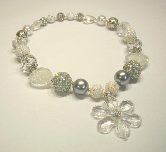 Items similar to White Diamonds Dream Necklace HighEnd Christmas