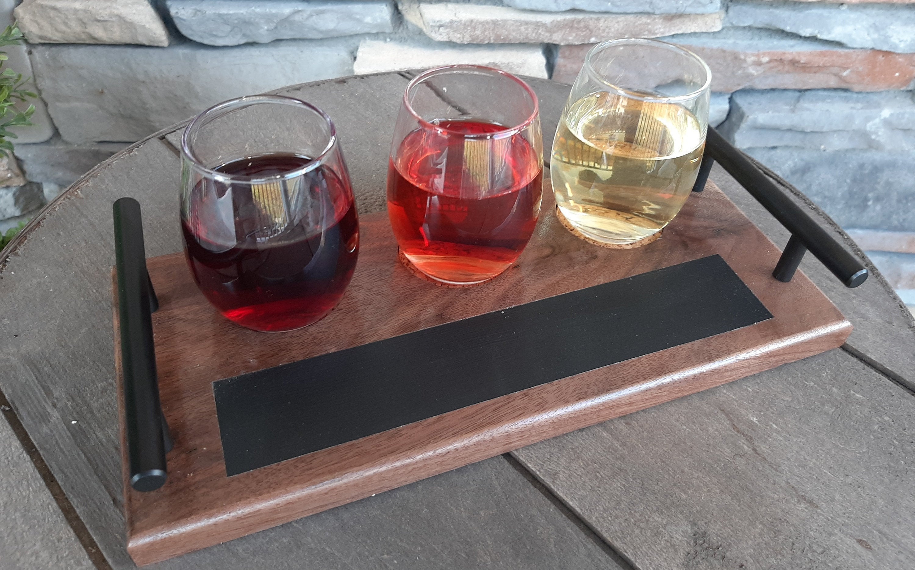 Wine Flight Board with Glasses Walnut Etsy