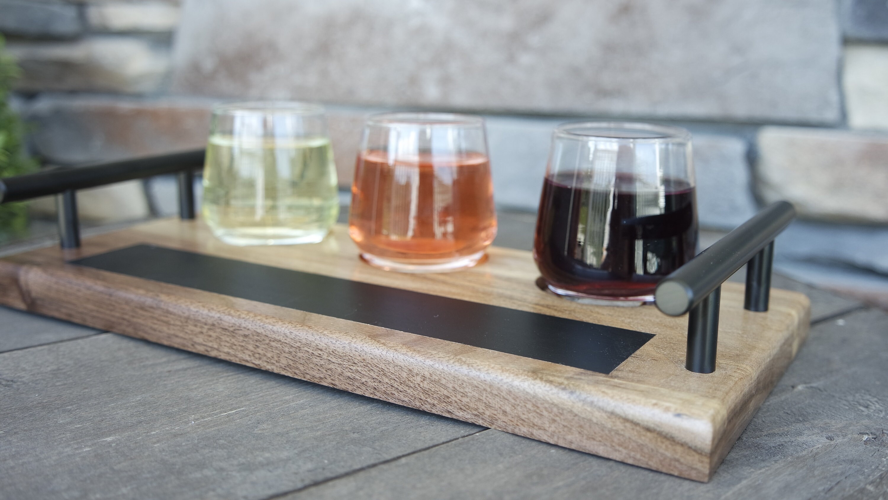 Wine Flight Board with Glasses Walnut Etsy