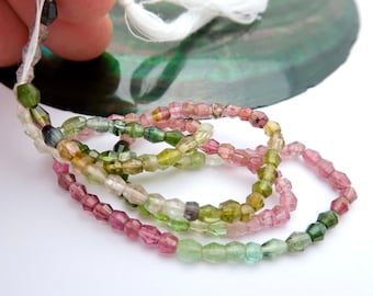 All New Rare Natural Untreated AAAAA MULTI-COLOR Tourmaline Fancy Faceted Gemstone Beads - 36.90cts - 16.75" Full Strand