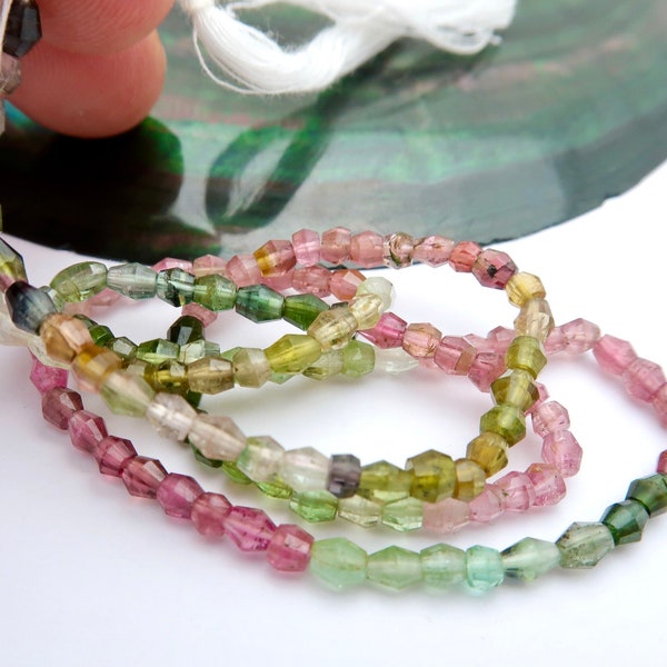 All New Rare Natural Untreated AAAAA MULTI-COLOR Tourmaline Fancy Faceted Gemstone Beads - 36.90cts - 16.75" Full Strand