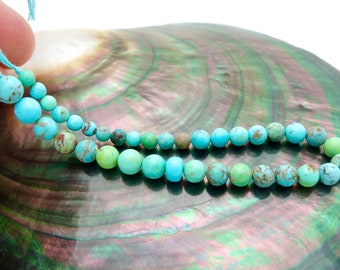 Rare Natural Green Blue Color Sleeping Beauty Turquoise Untreated Beads - Green & Blue With Matrix - 29.45cts - 7.55 inches