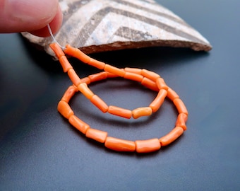 Gorgeous AAAAA Italian Bright Tangerine Orange Coral Branch Beads - 8.80 inches - 17.45cts