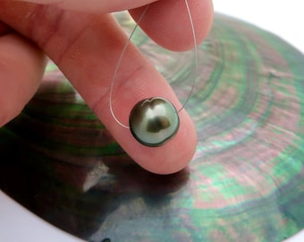 BRILLIANT AA+ Rikitea Managareva Cultured Pearl - Rich Black Green Pink & Peacock Rainbow Colorful 10.25cts