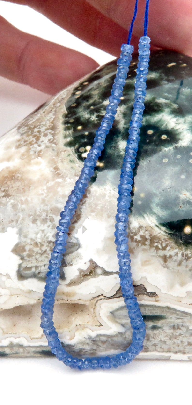 Very Rare AAAA Burmese 2.3-2.7mm Royal Blue Faceted Sapphire Beads 9.60cts 6.15inches