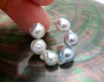 6pc Rare AA+ High Grade Japanese Akoya Baroque Silver Blue+ BEAUTIFUL Iridescent Cultured  Pearls  2.35 inches - 25.50 carats *7.8 - 10.1 mm