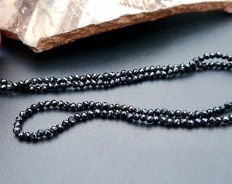 All New Stunning AAAAA Sparkling Jet Black Gem Spinel Beads 13.00" Full Strand - 1.9 - 2mm - 9.85cts