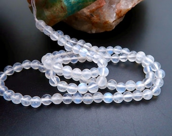 Impresionante hebra completa de piedra lunar azul verdoso AAA, cuentas redondas de 5,8-7,3 mm (42,15 cts) - 15,65 pulgadas