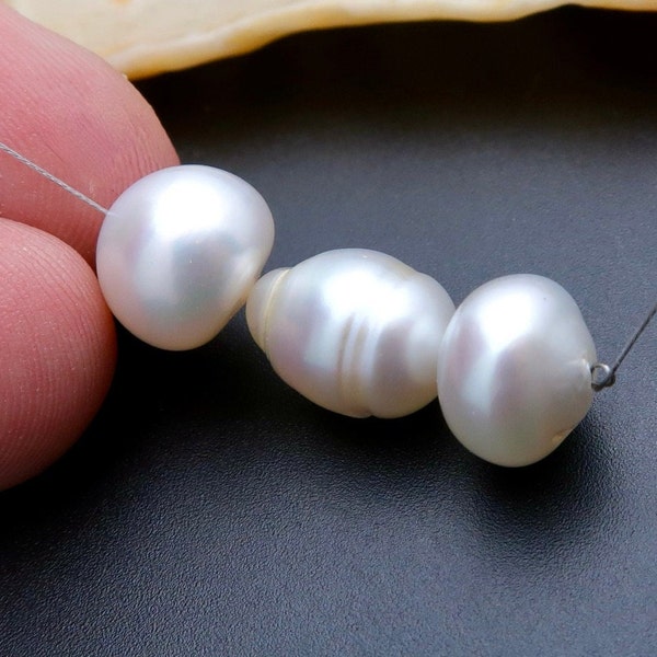 3pc Genuine Rare AA+ South Sea Bright Platinum White Iridescent Australian Cultured Pearls - 24.75 carats