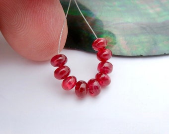 9pc Rare Large Sizes Burmese AAAAA Bright Cherry Red Spinel Beads - 5.80cts -  4.4-4.6mm - 1.20"