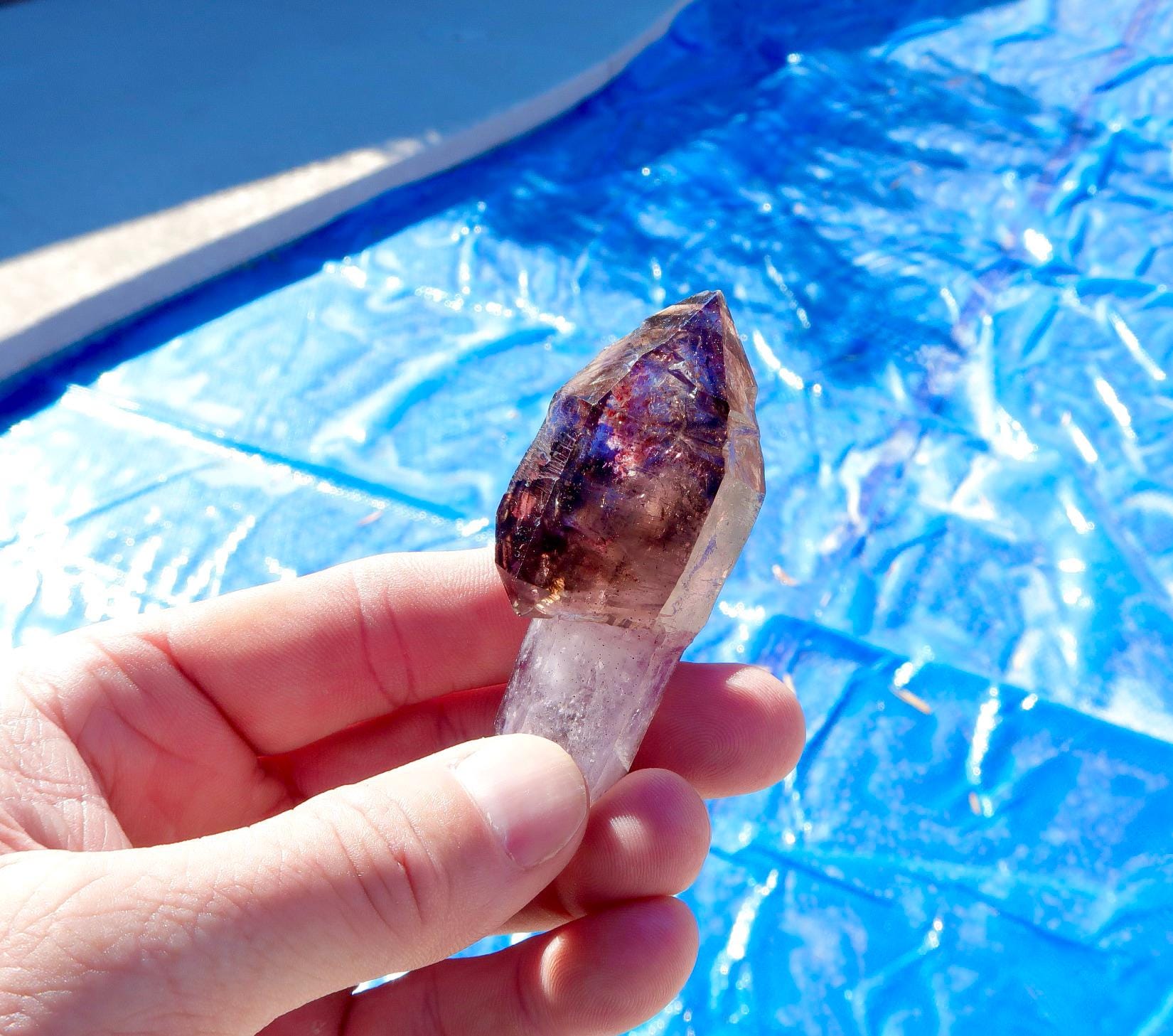 Rare AAAAA Smokey Amethyst Scepter Crystal - Bright Glossy Luster - Morocco