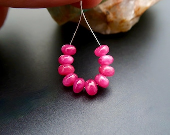 Preciosas cuentas de rubí rojo rosado de gran tamaño, de la mina Rockland, AAAA+, de 5,1-5,5 mm (10,90 cts)