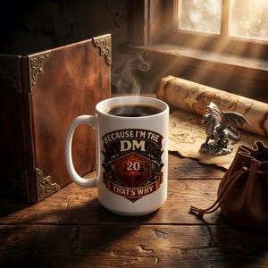 Tasse à café en céramique Forever Dungeon Master 15 oz : tasse de jeu RPG de table amusante D20 Dice