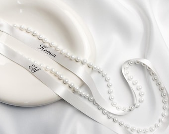 Gepersonaliseerde ringband | Söz Kurdelesi | Nisan Kurdelesi | Gepersonaliseerd satijnen lint | Ringbanden met parels