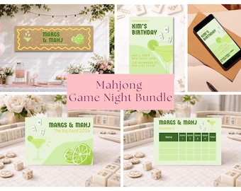 Margs und Mahj Party Bundle | Margarita Mahjong-Einladung, Scorecard, Banner (Digitaler Download)