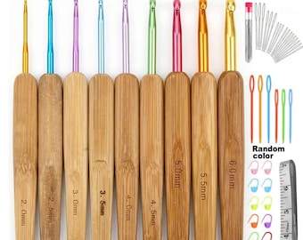 Bamboo Crochet Hooks Set 2.0mm–6.0mm, Smooth Knitting & Crochet Needles for Yarn, Weaving, Sewing  DIY Craft Projects