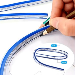 Flexible Curve Ruler, Dual Scale Measuring Tool, Sewing Pattern Drafting Supply