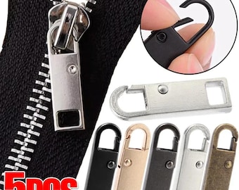 Universal Zipper Pull Replacement 1/5PCS Metal Zipper Head Puller for Bags Clothing DIY Repair Slider