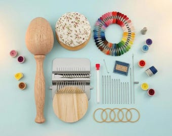 Wooden Darning Loom Kit Handheld Sock Repair Loom Weaving Mending Tool Sewing Craft Supplies