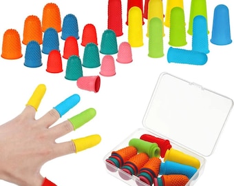 16pcs Silicone Finger Protectors for Sewing, Quilting & Embroidery – Rubber Thimble Finger Tips for Knitting, Craft Safety