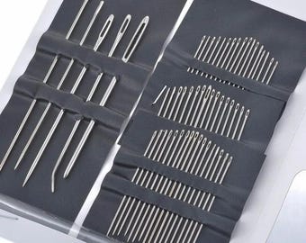 55PCS Large Eye Sewing Needles Set Stainless Steel Embroidery Hand Sewing Needles Assorted Sizes Needlework Kit