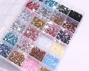 Resin Glitter Rhinestones Kit: Flat Back Gems for Nail Art & DIY Decoration