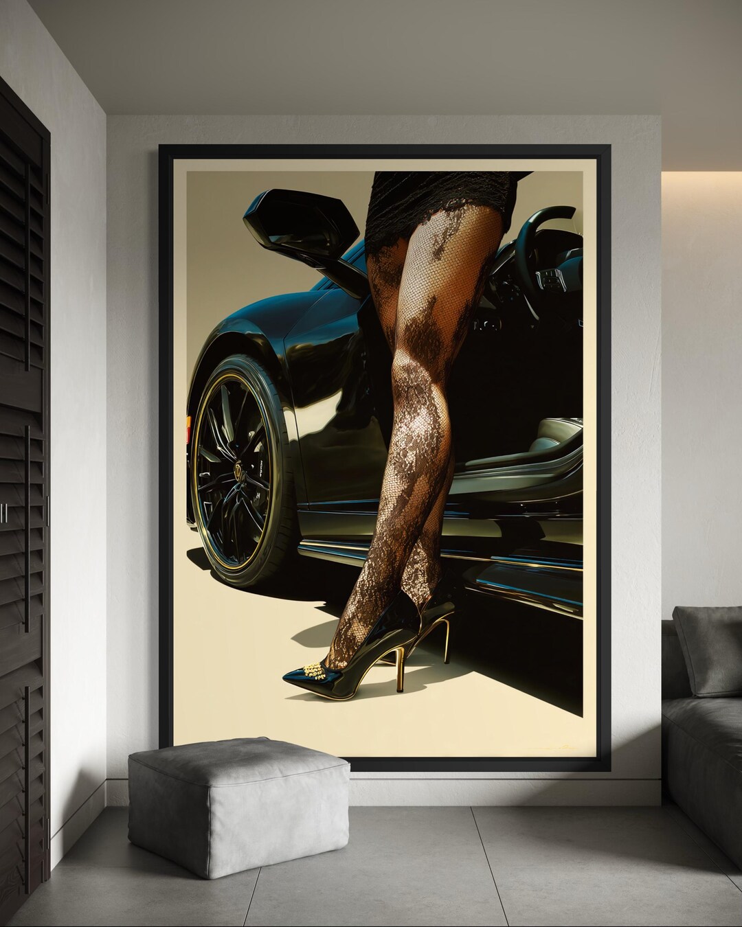 Luxury Fashion Wall Art, Black Lace Heels Print, Feminine Supercar ...