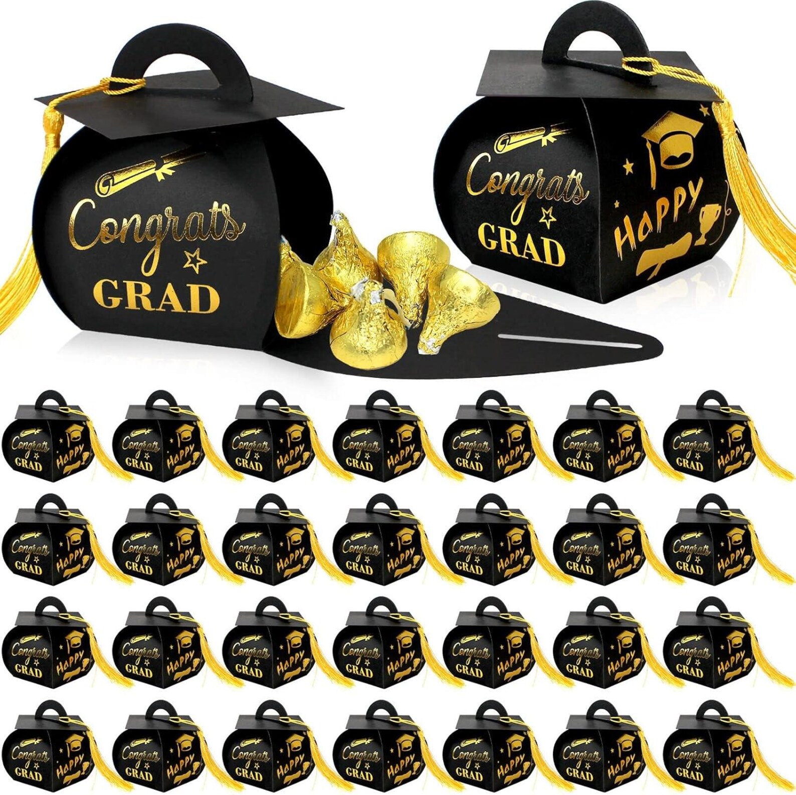 30 Pcs Candy Boxes Graduation Cap Gift Box With Tassel, Class of 2025 ...
