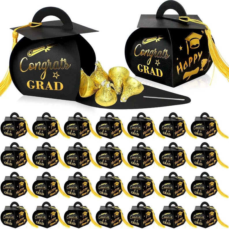 30 Pcs Candy Boxes Graduation Cap Gift Box With Tassel, Class of 2025 ...