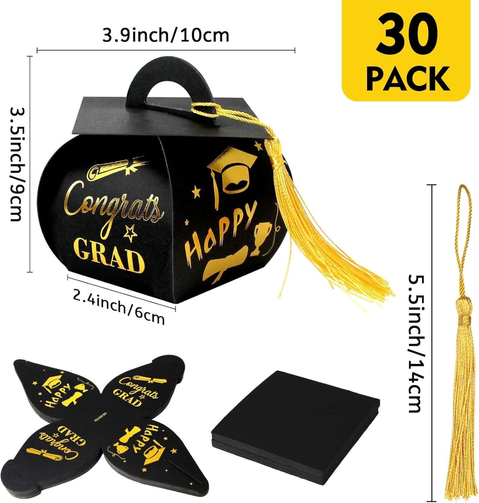 30 Pcs Candy Boxes Graduation Cap Gift Box With Tassel, Class of 2025 ...