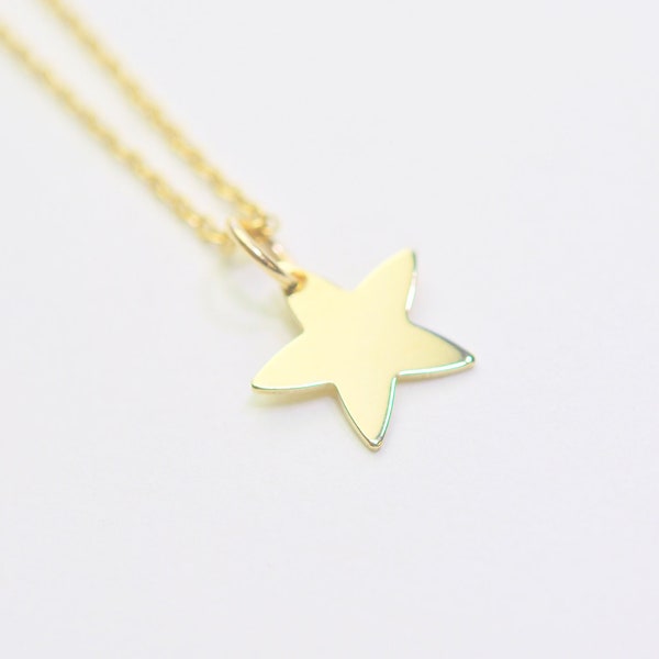 Solid 14K Gold FivePoint Star Pendant