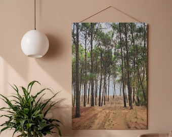 Lámina artística de bosque, paisaje verde, naturaleza, descarga digital, decoración de pared, fotografía de pinos