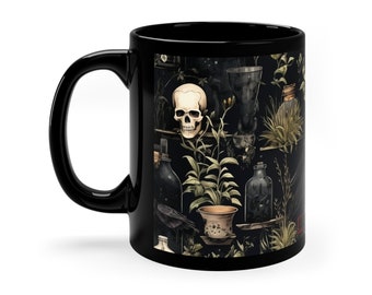 Vintage Skull Design Black Mug - Original Design by Artist Jaime Leigh