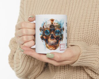 Steampunk Gothic Skull Mug | Hot tea, coffee | "Most of us have gears we never use"