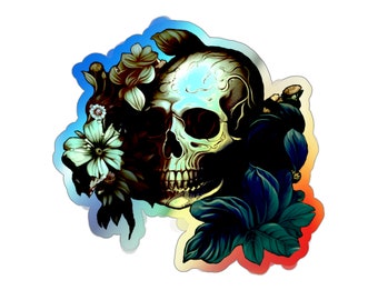 Holographic Die-cut Skull Sticker - Original Design by Artist Jaime Leigh