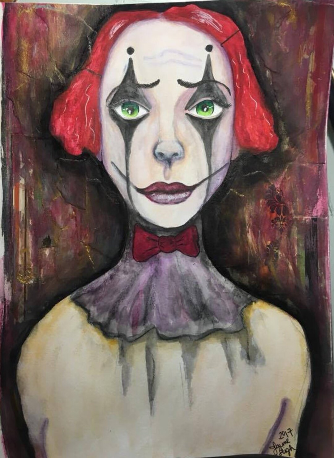 ORIGINAL SMALL 7x10 Inch Halloween Sad Clown Painting on Paper - Etsy