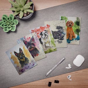 Biglietti d'auguri originali con cani acquerellati / Biglietti d'auguri, Illustrazioni di cani, Biglietti acquerellati, Animali, Biglietti d'auguri, Cancelleria / Di Jaime Leigh