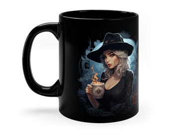 Cute Halloween Witch Mug | Witch, I said What I Said | Black 11oz Mug Original Witch design by Artist Jaime Leigh | Spooky Coffee Tea Mug