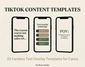 TikTok Templates Canva | 25 Text Overlay Faceless TikTok Templates | Digital Seller Side Hustle