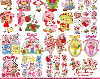 120+ Retro Straw-bery Sh0rt-cake PNG SVG Bundle | 90s Cartoon Girl Clipart | Cute Berry Friends, Coquette Bow, Vintage Sticker Pack