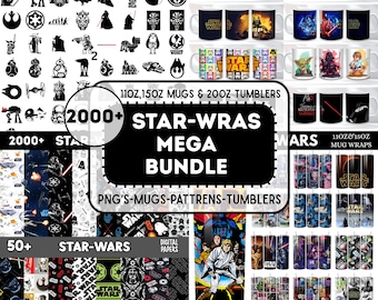 Star Wars Mega Bundle, PNG, Muster, Tassen und Becher (Digitaler Download)