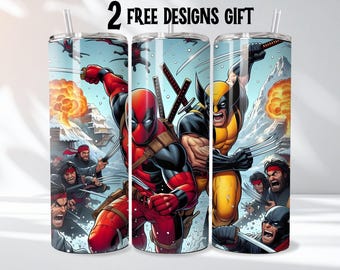 Deadpool Tumbler Wrap PNG | 20oz Skinny Tumbler Sublimation Design Instant Download