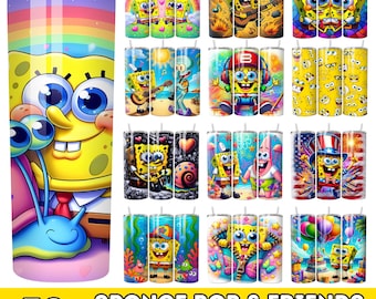 30+ Sponge Bob 20oz Tumbler Wrap Bundle | Dynamic Hero PNG Instant Download