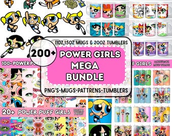 Powerpuff Girls PNG Bundle, Digital Papers, Mug Wraps, Tumbler Wraps, Digital Download, Instant Download