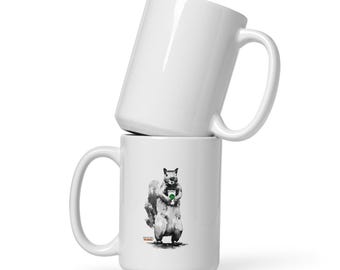 White Ceramic Squirrel Coffee Mug, Animal Lover Gift